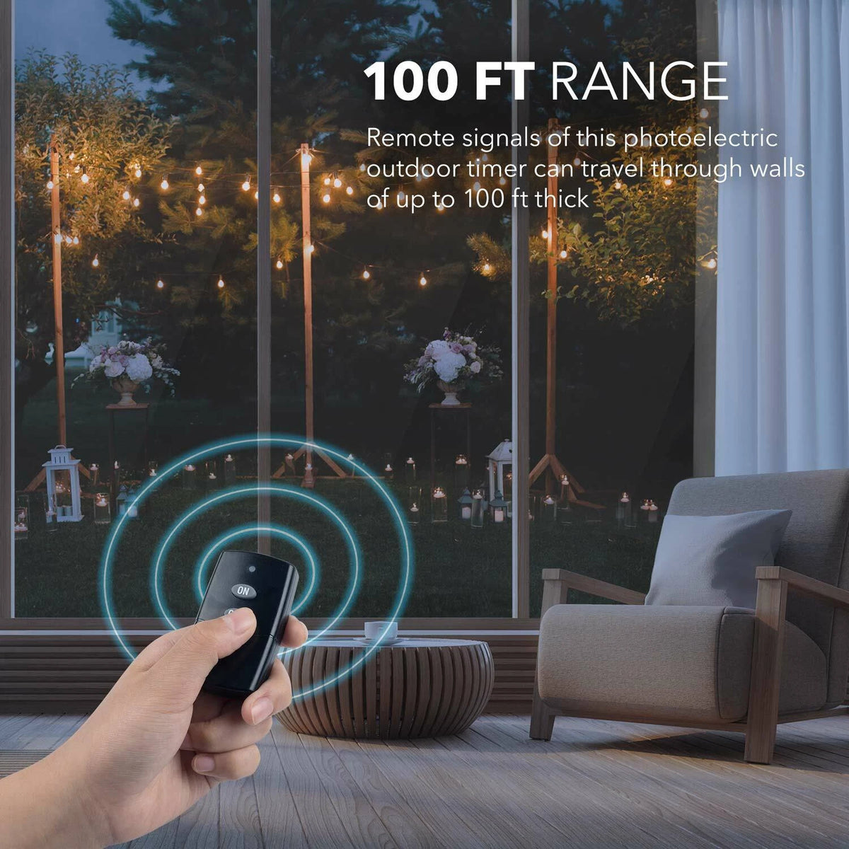 Wireless Remote Control Light Switch Outlet Plug for Outdoor Use (100 FT)