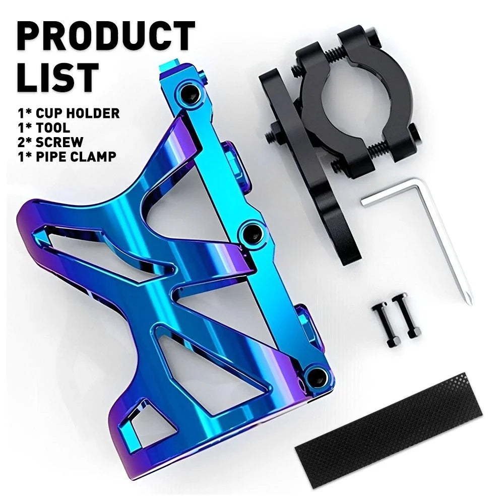 Drink Holder for Motorcycle (Handlebar Cage, Durable, Blue)