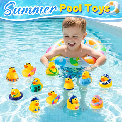 24 Pcs Summer Rubber Ducks for Pool Party Fun (No Specific Years)