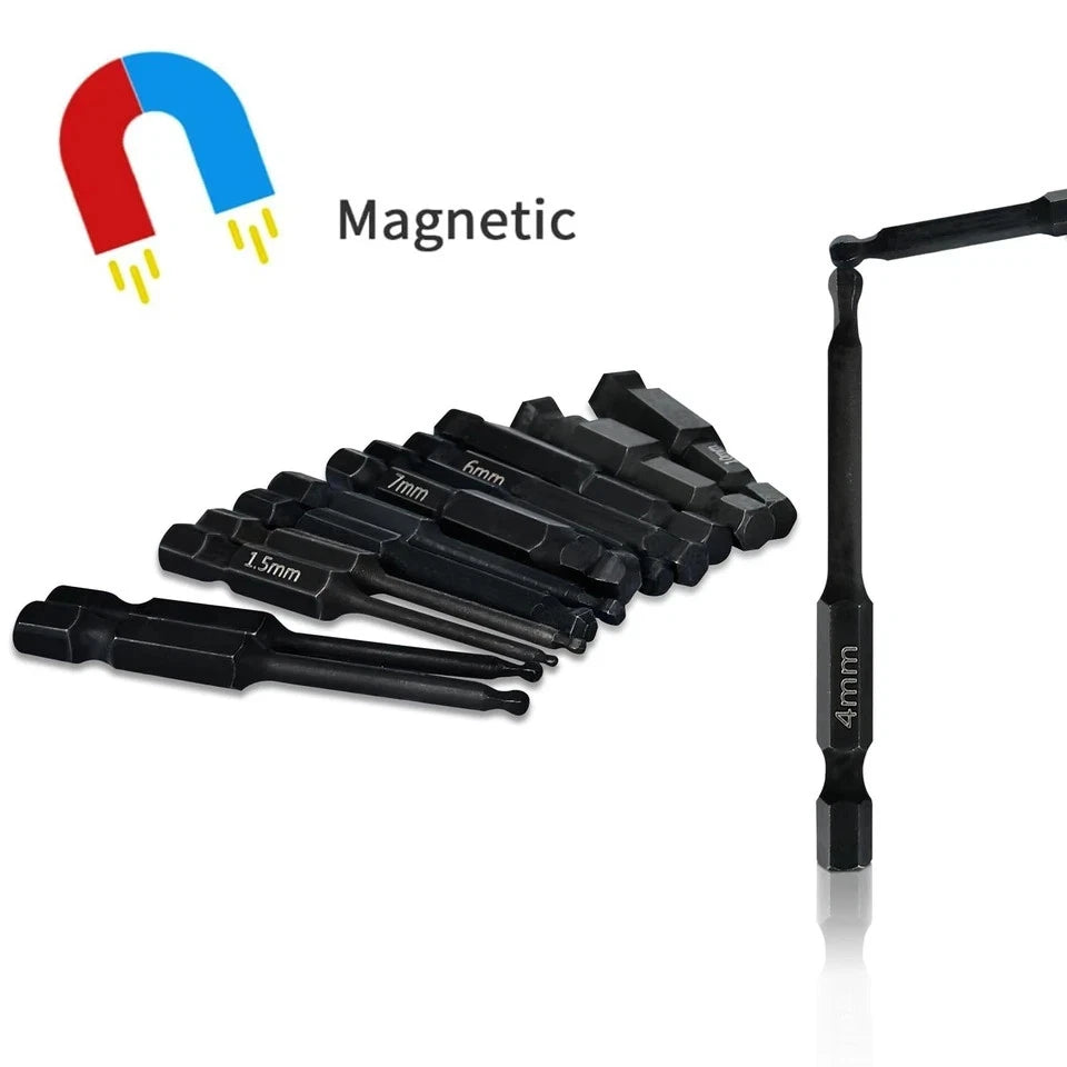24 Pack Ball End Hex Allen Wrench Drill Bit Set - Metric & SAE Sizes