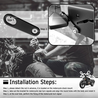 Set of 4 Rear Motorcycle Turn Signals - Straight & L-Shape, Black