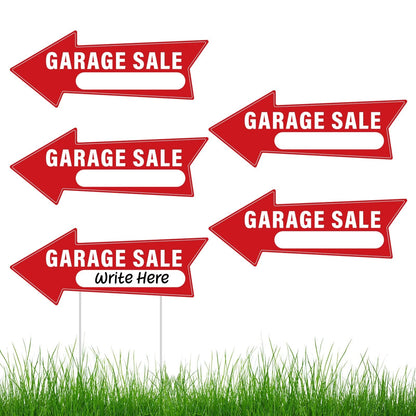 5PCS Garage Sale Signs with Arrows 14.4 x 5.6 Inches