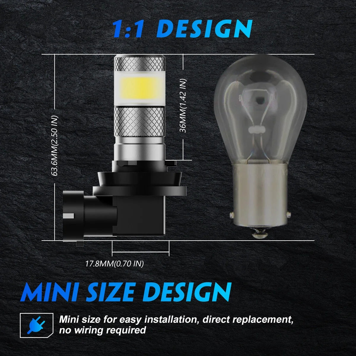 2X 9006 LED Brake Stop Tail Turn Signal Light Bulb for NOVSIGHT (1:1 Design)