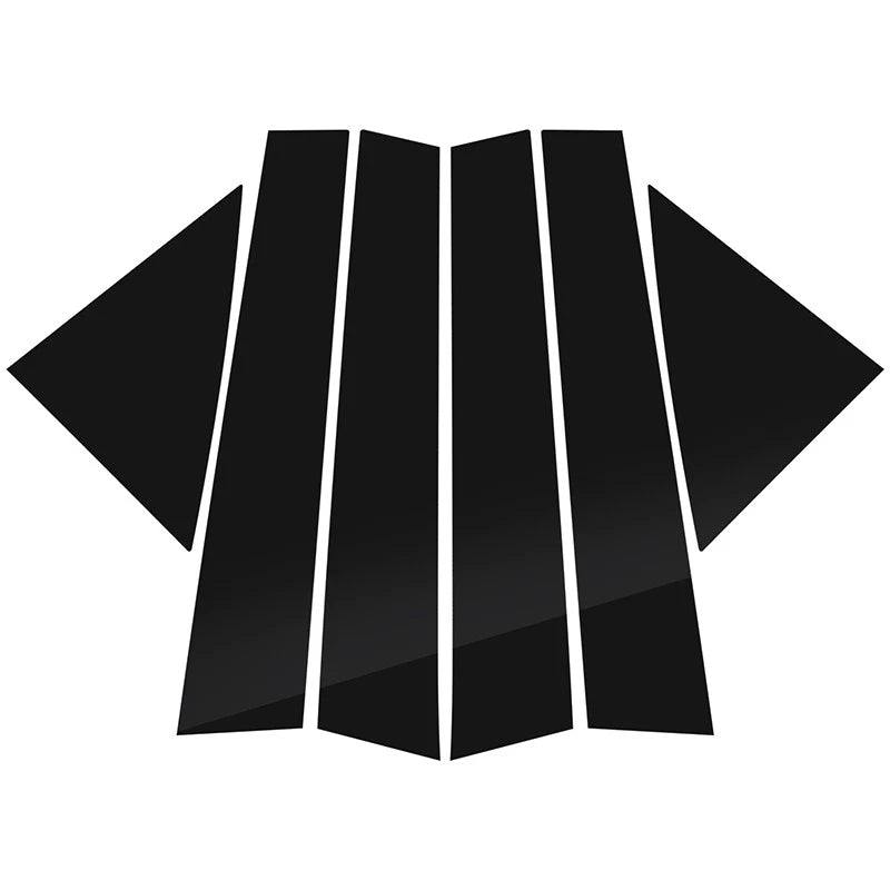Set of 6 Black Exterior Pillar Post Stickers for Kia Pegas/Soluto (2017–2022)