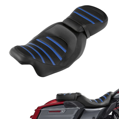 Rider Driver Passenger Seat for Harley Street Road Glide (2009–2023) Black Blue