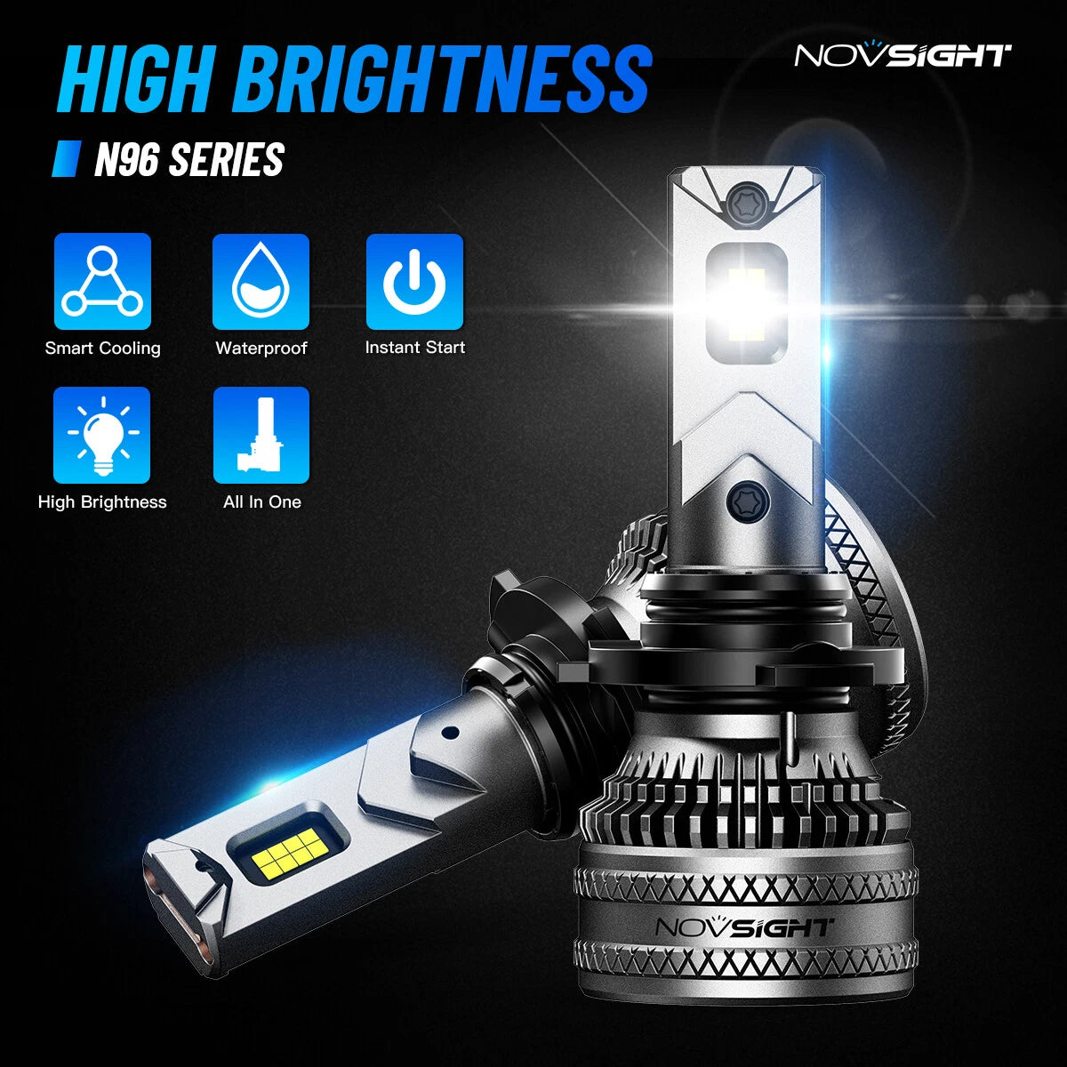 4PCS LED Headlight Bulbs 9005 9006 for High Low Beam (6500K) NSA500N9690059006