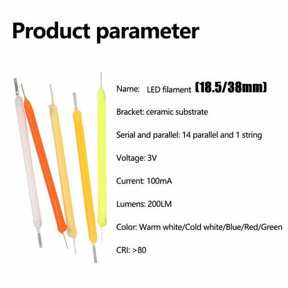 10X 3V LED Filament Bulb for Edison Lights (38/18.5mm)