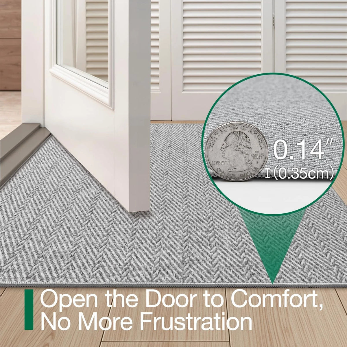 17"x30" Non Slip Indoor Door Mat for Entrance - Grey