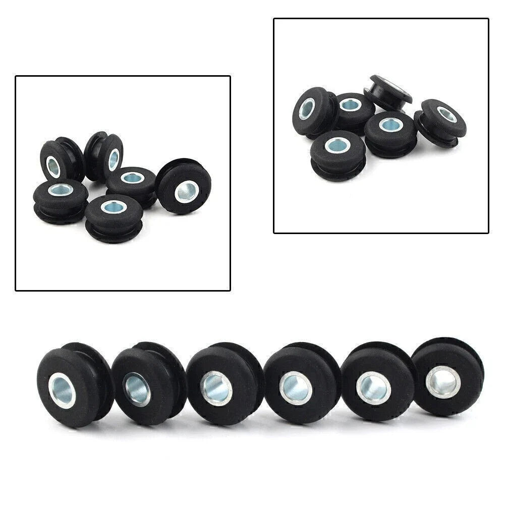6X Black Gas Tank Mounts for Harley Softail (FXWG) - Rubber Grommets