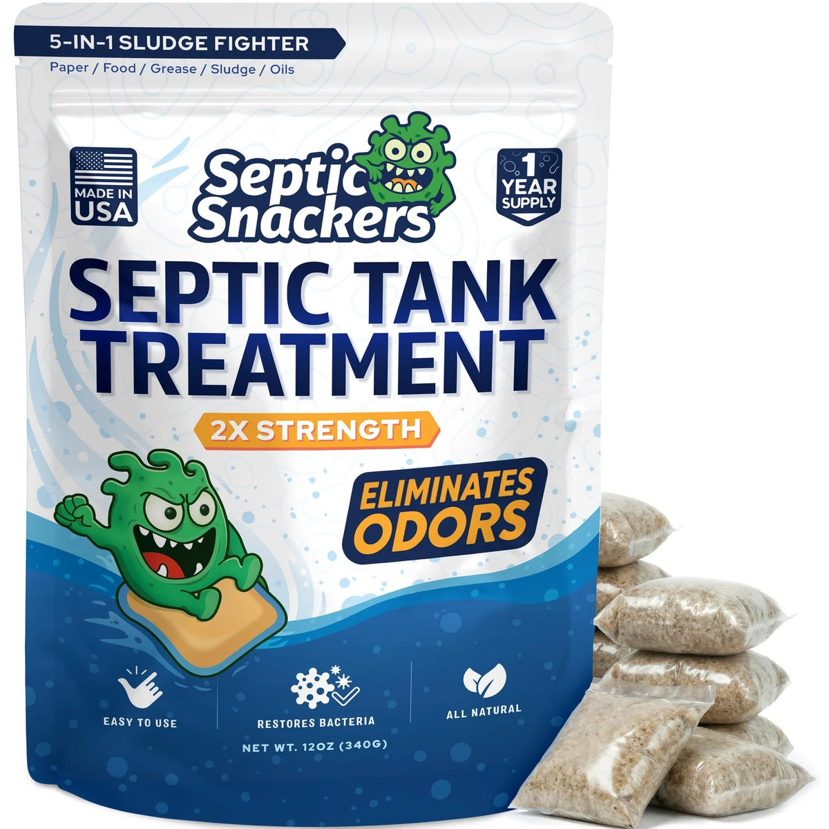 Odor Eliminating Septic Tank Treatment Pods for Septic Systems (Pack of 12)
