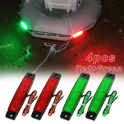 4X Red Green LED Navigation Lights for Boats (Stern Starboard)
