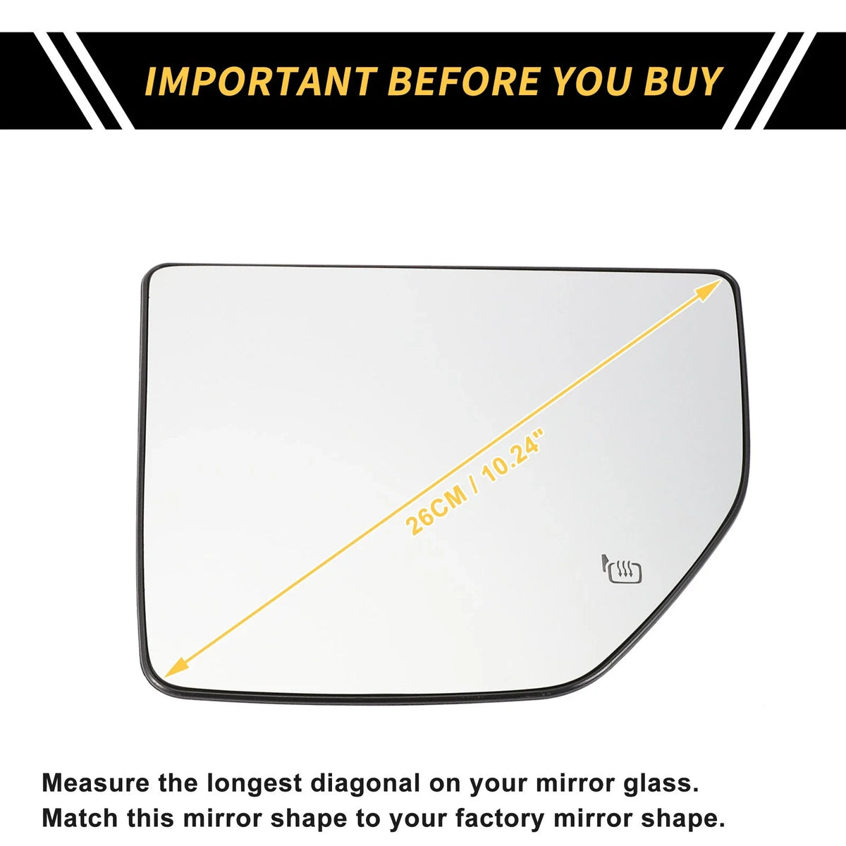 Heated Upper Left Mirror Glass for Ford F-250 F-350 (2011–2016) No.FL3Z17K707Q