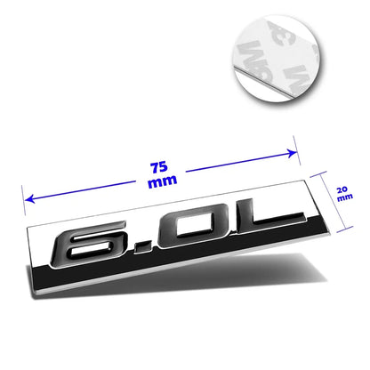 3D Polished Metal "6.0L" Decal Emblem for GMC Chevrolet