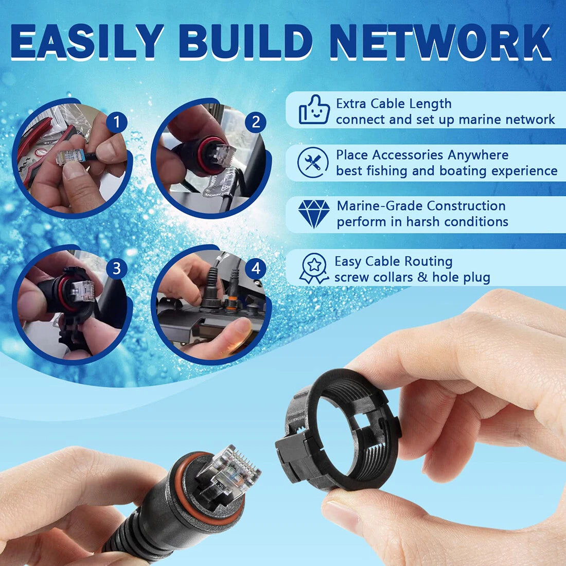 RJ45 Marine Ethernet Network Cable 6 Feet for Garmin (010-10550-00, 0101055000)