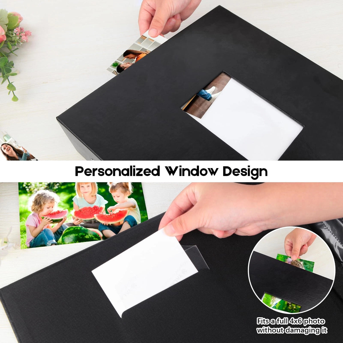 1000 Pocket Photo Album for 4x6 Photos (Extra Large, Leather Cover, Black)