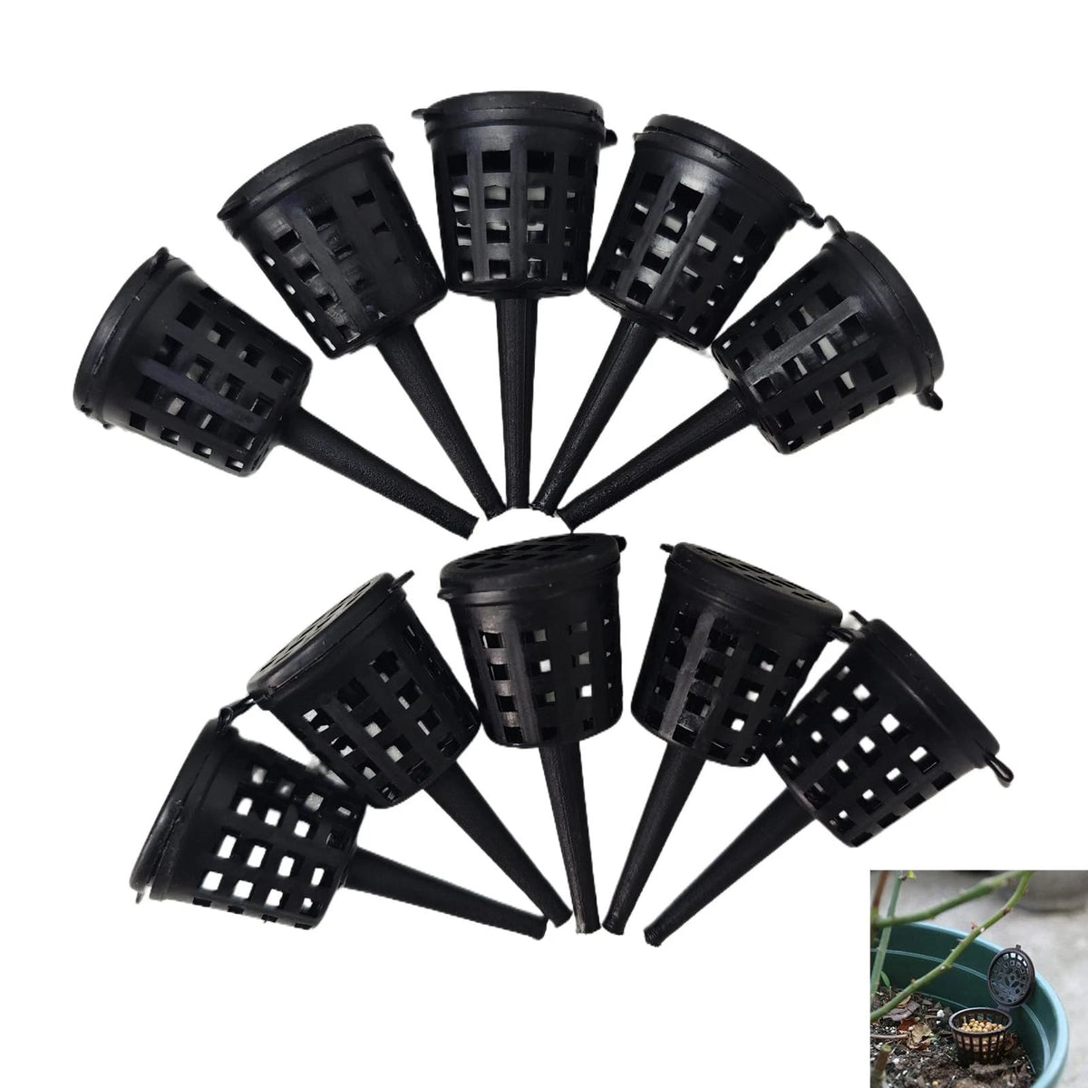10pcs Plastic Fertilizer Basket Box with Cover for Garden Bonsai Plant