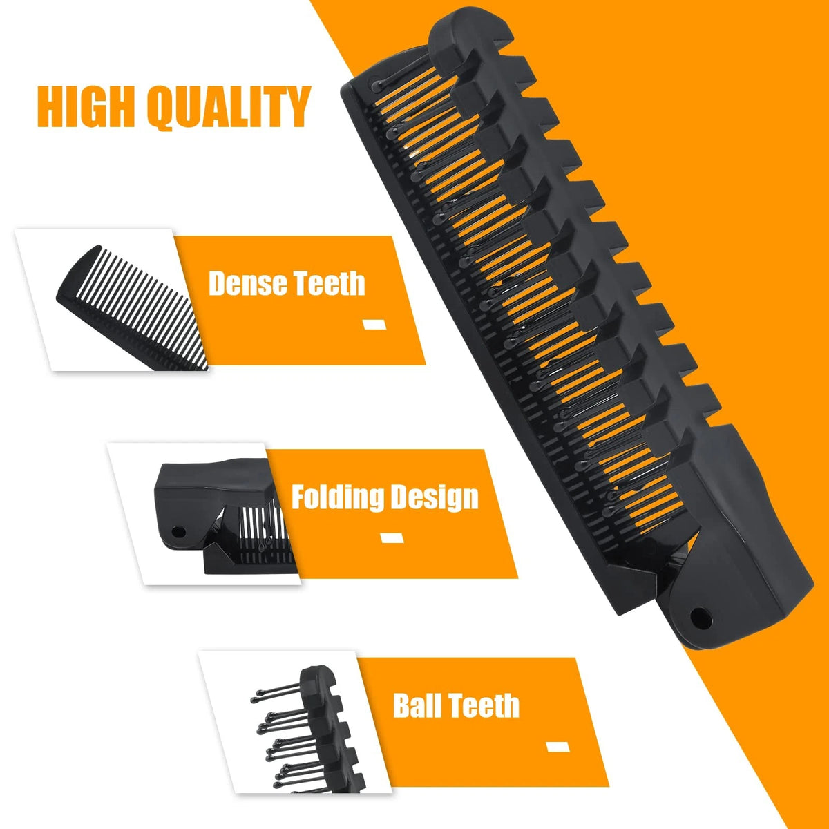 6X Travel Folding Hair Brush and Comb Set - Anti-Static Mini Pocket Combs