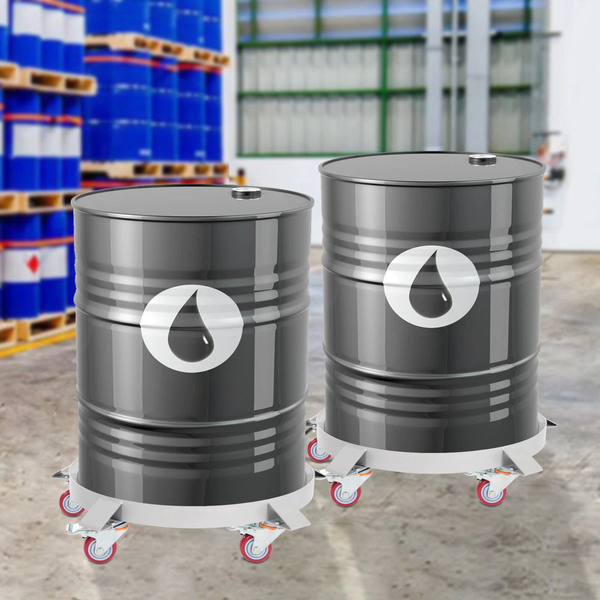 2X 55 Gallon Drum Dolly Cart 1200 lbs Heavy Duty with Wheels