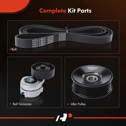 3X Serpentine Belt Drive Component Kit for Ford Mustang (2007–2010)