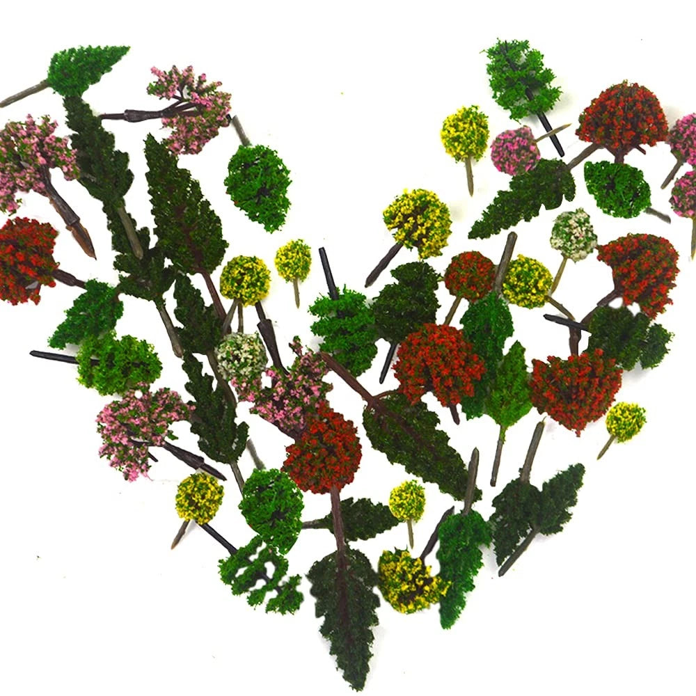 Set of 70 Miniature Trees for Model Train Scenery