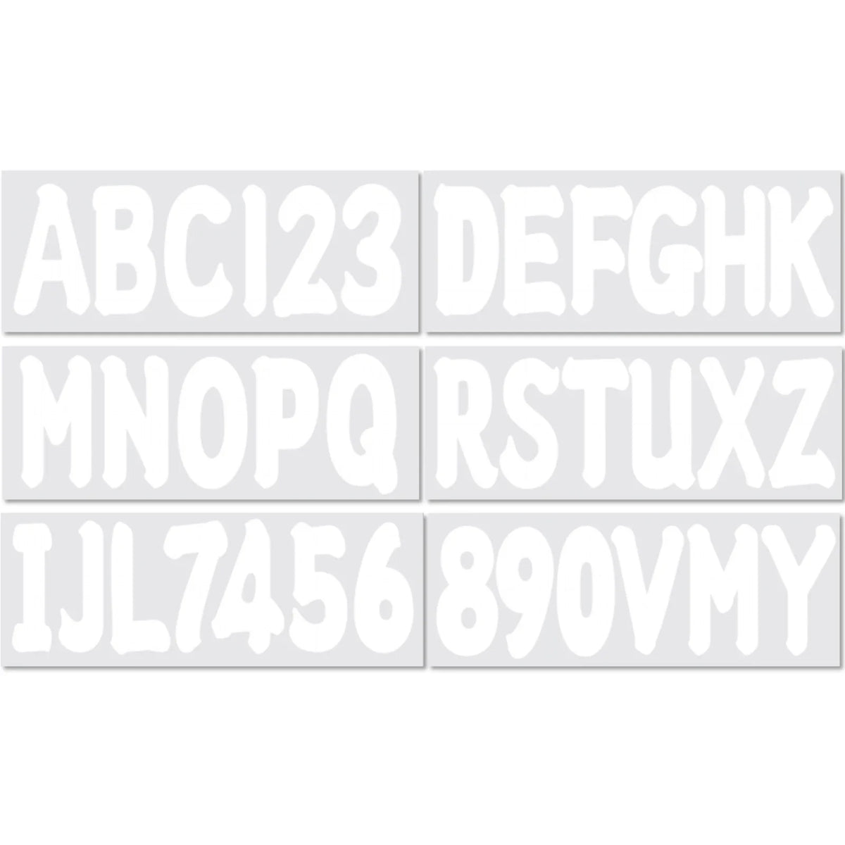 Set of 4 White Decal Letters & Numbers for Boat Registration (A-Z, 0-9)