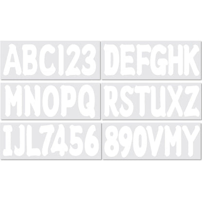 Set of 4 White Decal Letters & Numbers for Boat Registration (A-Z, 0-9)