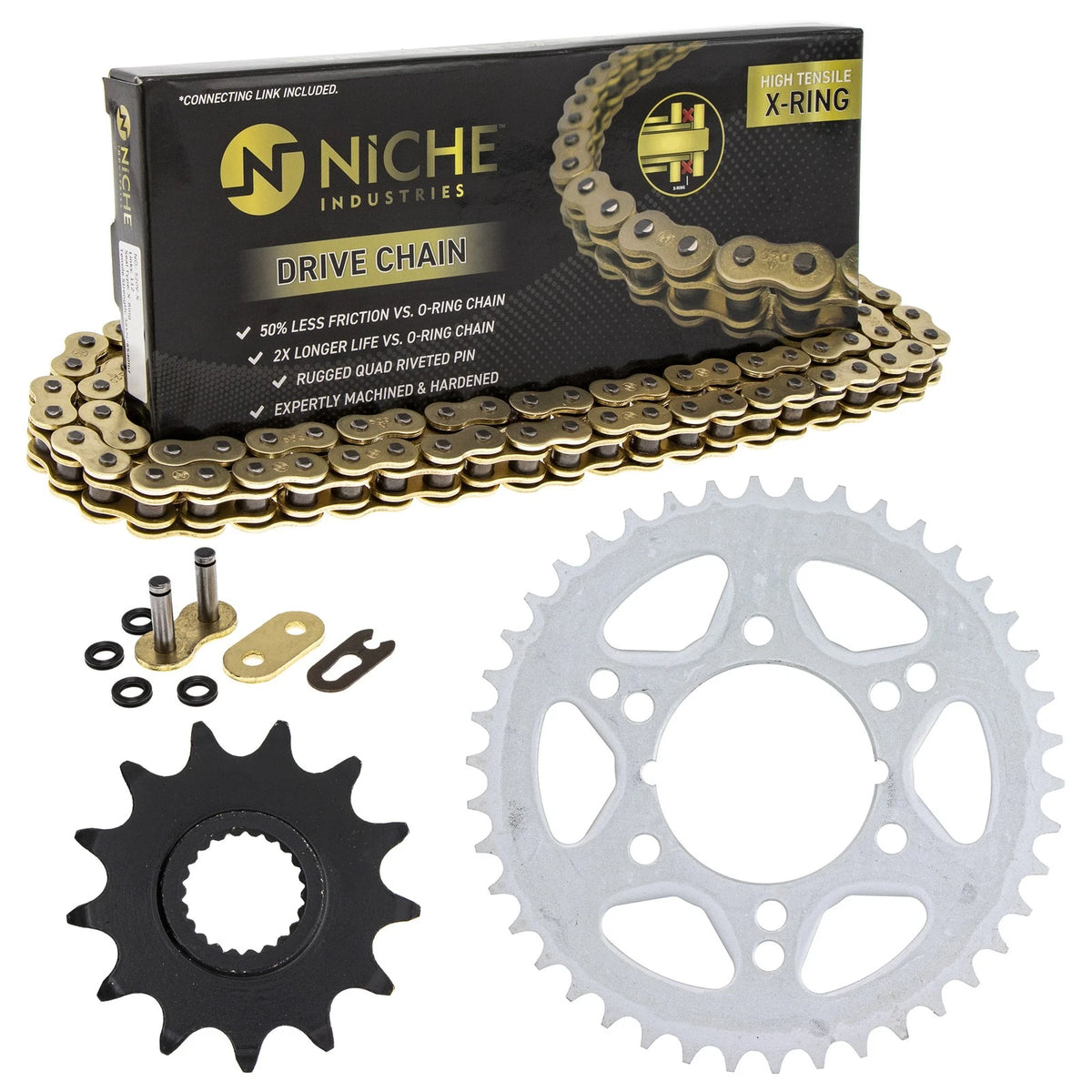 Sprocket Chain Set 13/42 Tooth 520 X-Ring for Polaris Trail Boss Scrambler 250 (MK1005083, 519-KCS1555K-K001)