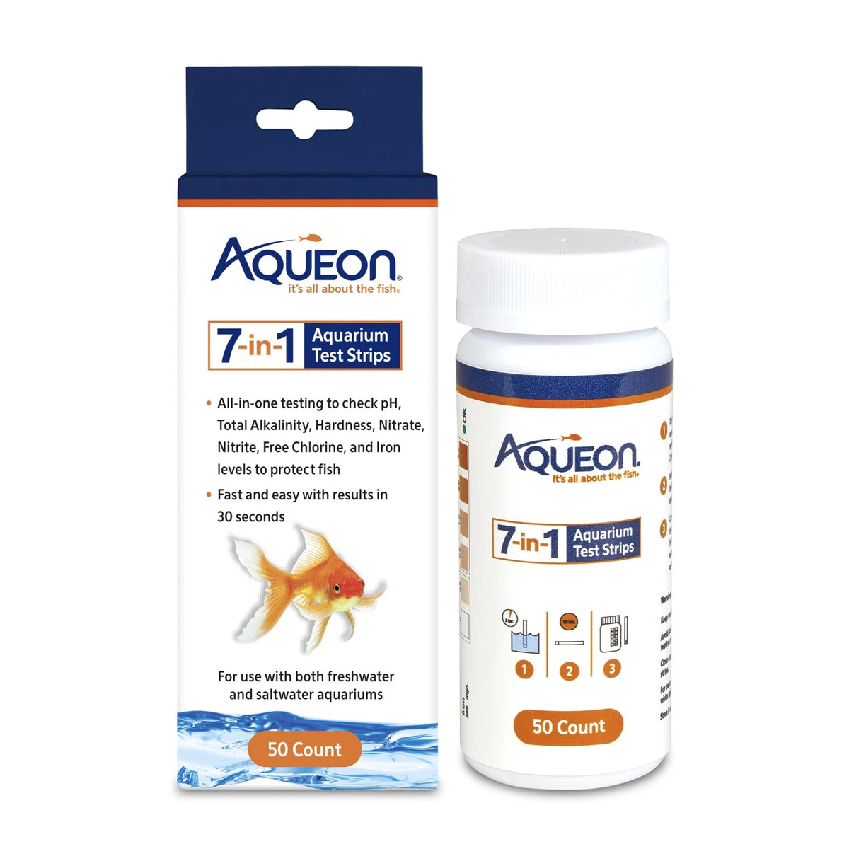 50 Count Aqueon 7-in-1 Aquarium Test Strips for Fast pH Results