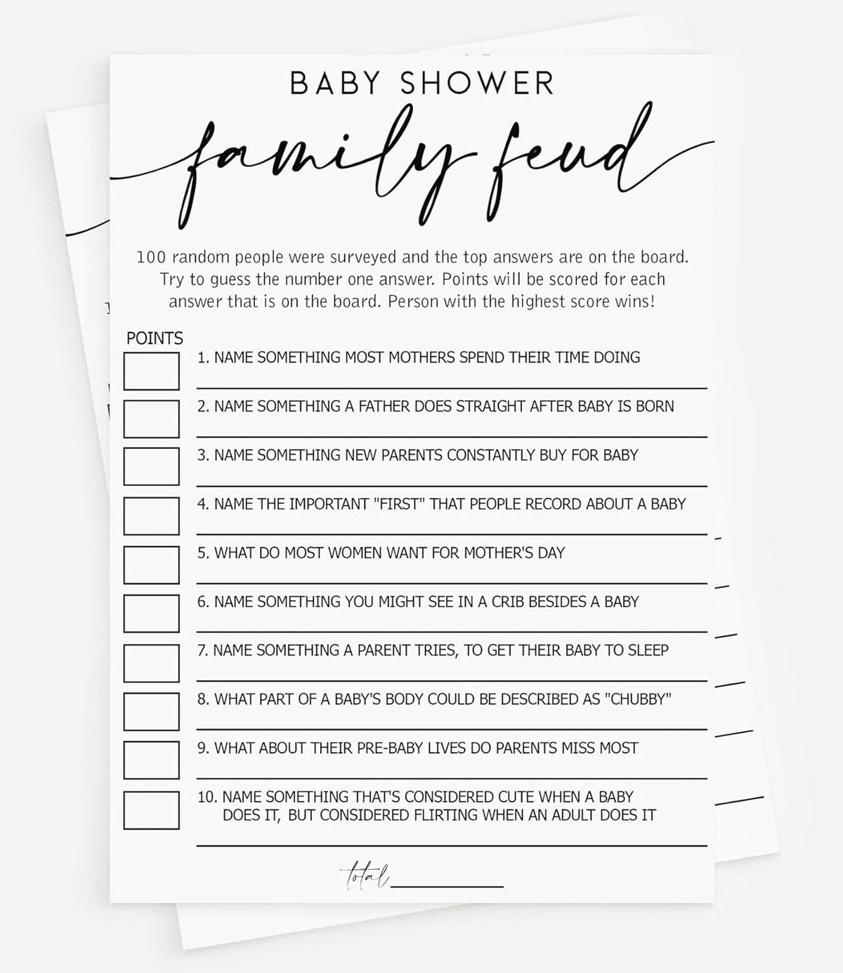 50 Cards Family Feud Game for Baby Shower (baeu 6716)