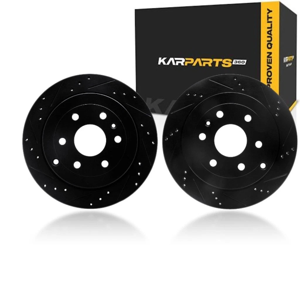 Rotor Set for GMC Acadia Limited (2017) - Drilled and Slotted, Black ALX-PAU-DF-8002-48052-CLA4