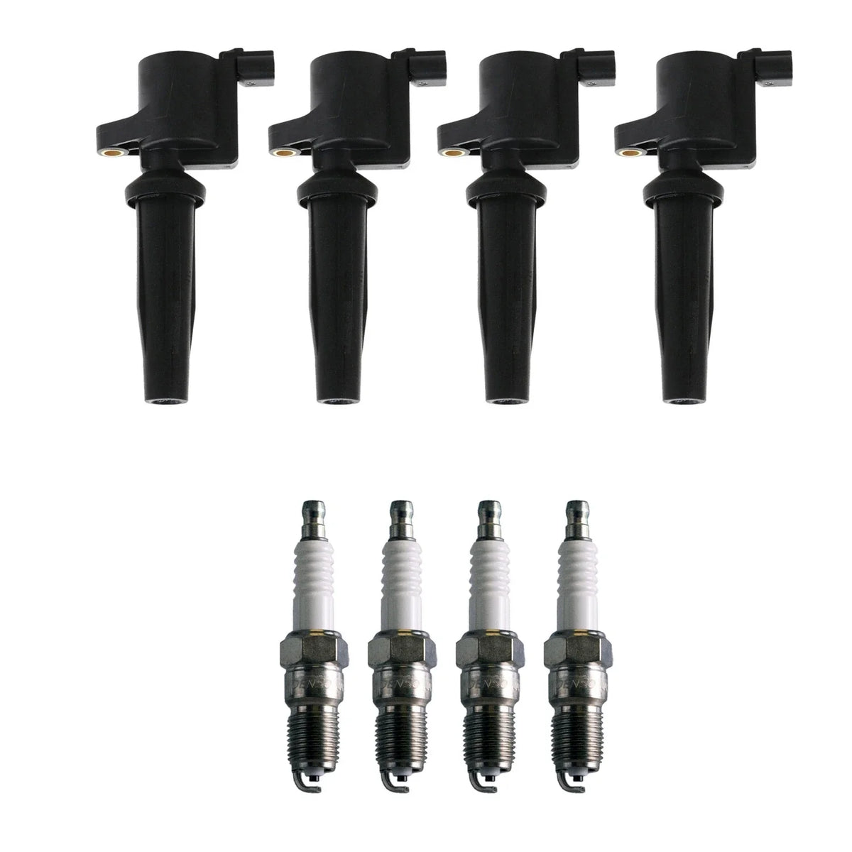 Set of 4 Ignition Coils & Spark Plugs for Ford Focus L4 (2000–2011)