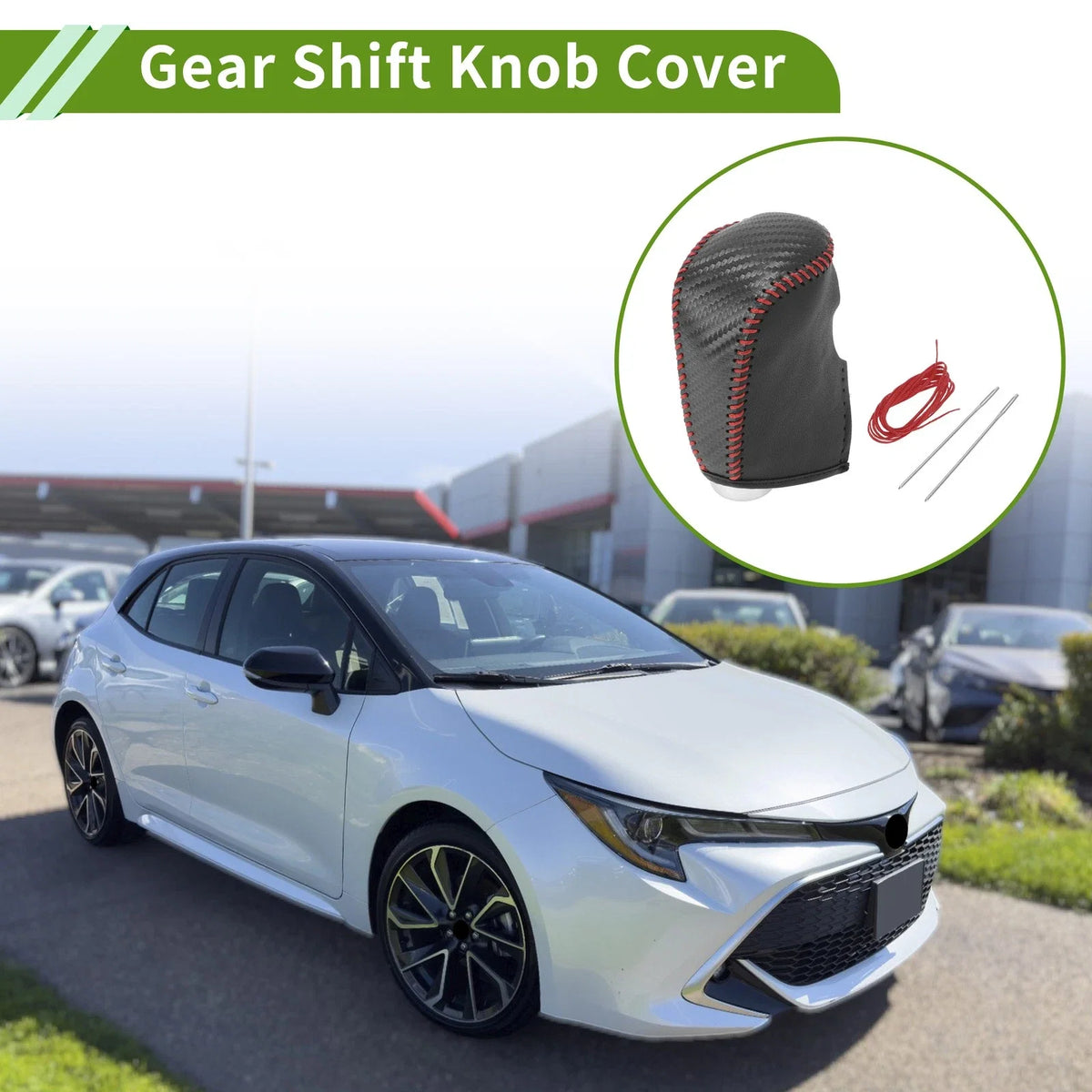 Gear Shift Knob Cover for Nissan Pathfinder (2013–2020) Black Carbon Fiber Red