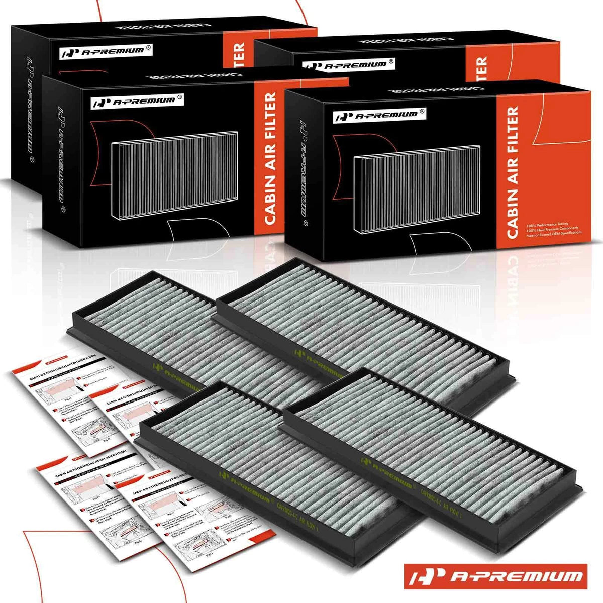 Set of 4 Activated Carbon Cabin Air Filters for BMW E90 M3 (2008–2013)