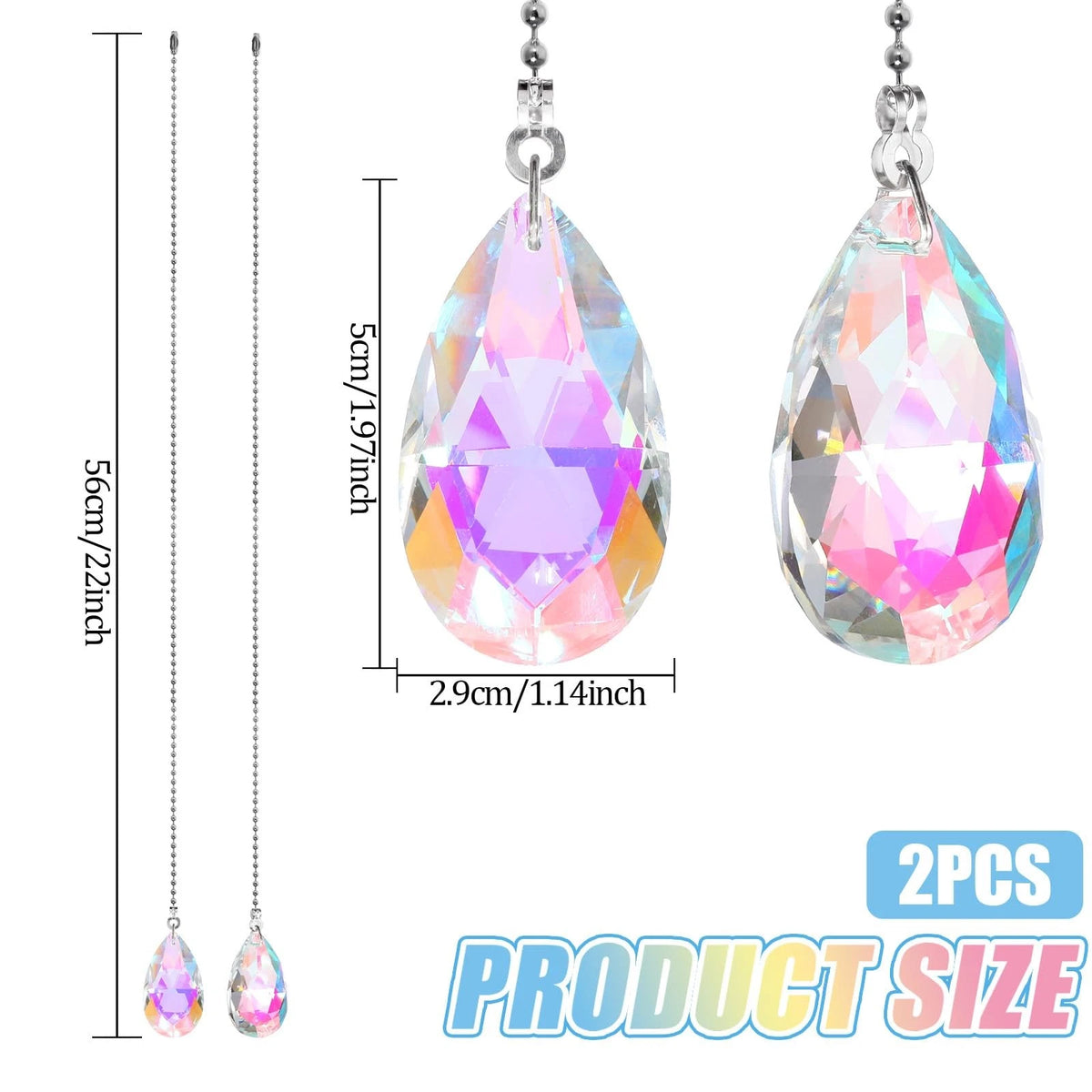 2Pcs Rainbow Ceiling Fan Pull Chains for Ceiling Fans (Universal)