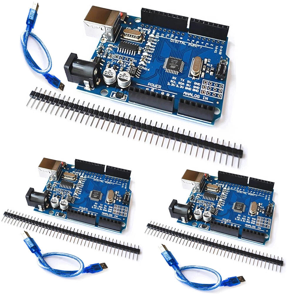 Set of 3 Development Boards for Arduino UNO R3 (ATmega328P, ATMEGA16U2)