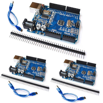 Set of 3 Development Boards for Arduino UNO R3 (ATmega328P, ATMEGA16U2)
