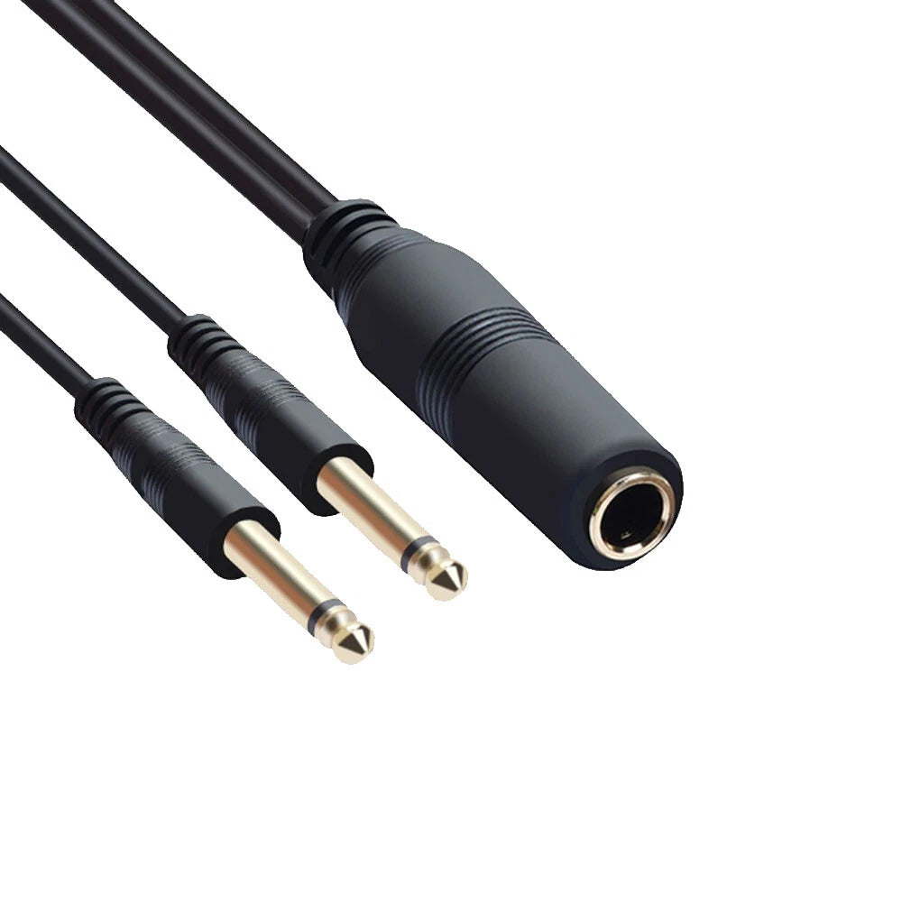 2X 1/4" TS Mono to Dual 1/4" Y Splitter Cable Adapter 30CM