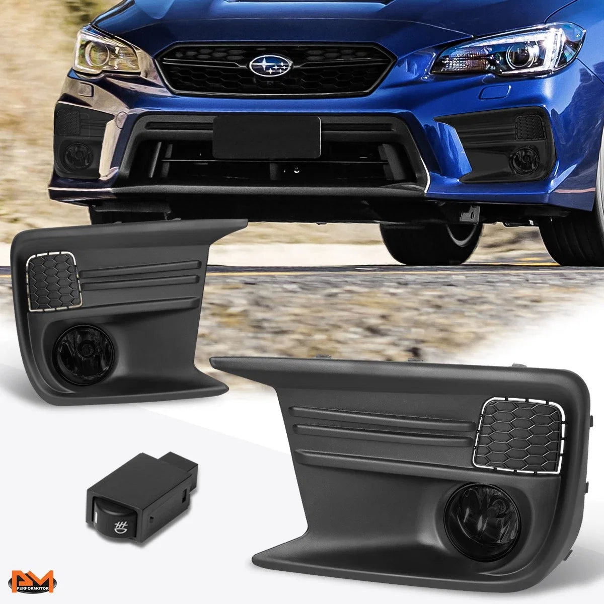 Fog Light Set for Subaru WRX (2018–2019) - Smoked Lens, Bezel, Wiring, Switch