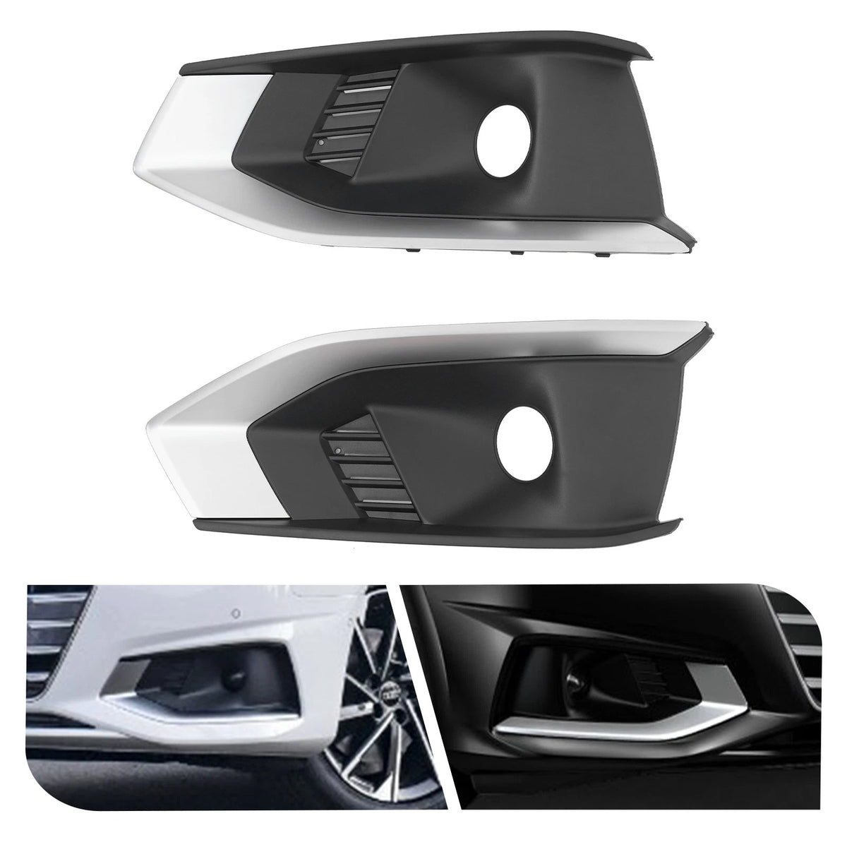 Set of 2 Fog Light Grille Covers for Audi A4 (2020–2022) 8WD807681L, 8WD807682L