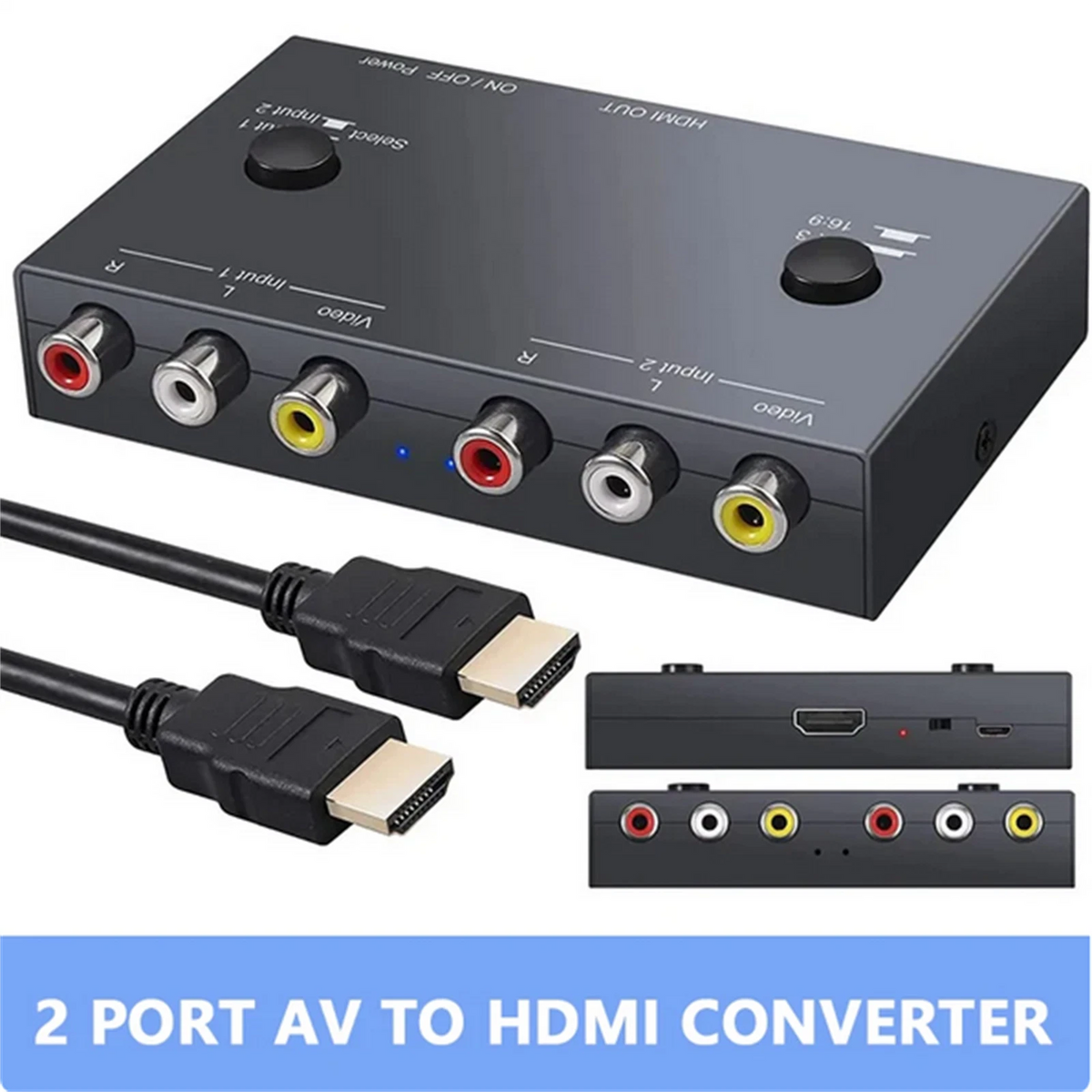 2 Port AV to HDMI Converter for