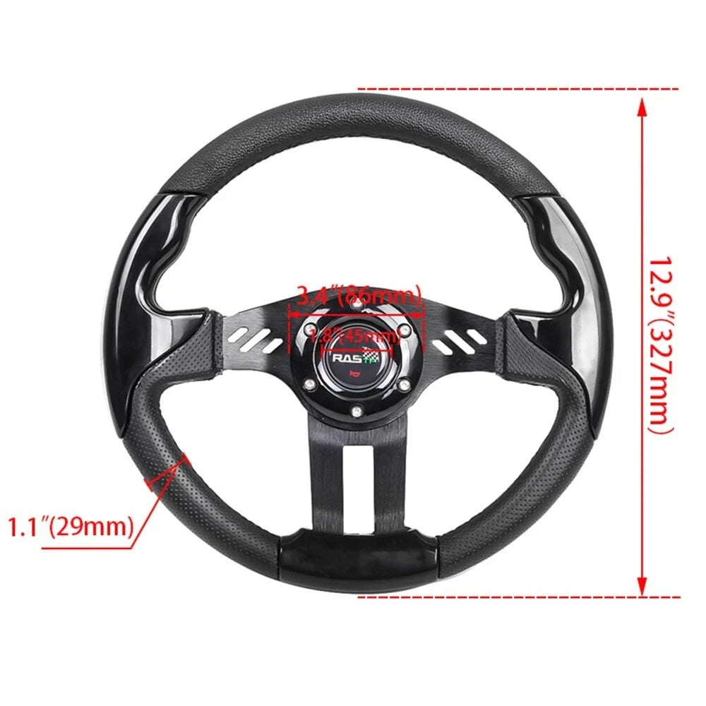 13" Racing PVC Alloy Steering Wheel w/ Hub Adapter for Ford Mustang (1984–2004)