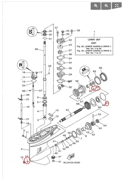 Seal Kit for Yamaha Marine Gearcase Lower Unit (93101-25M03, 931-0125M-03)