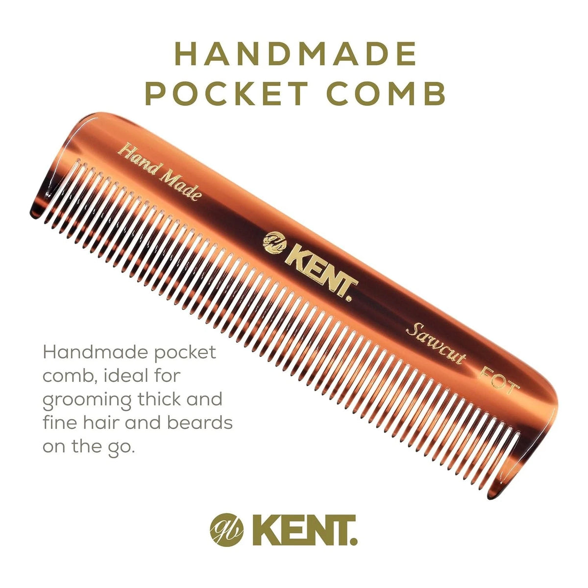 Fine Tooth Pocket Comb for Men, Women, Kids (Handmade, Tortoiseshell)