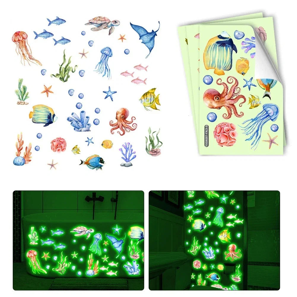 Luminous Underwater World Wall Stickers for Bathroom Bedroom Decor