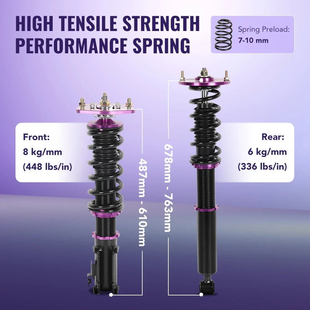 Set of 4 Coilovers Suspension Struts for Nissan Silvia 240SX S14 (1995–1998)