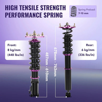 Set of 4 Coilovers Suspension Struts for Nissan Silvia 240SX S14 (1995–1998)