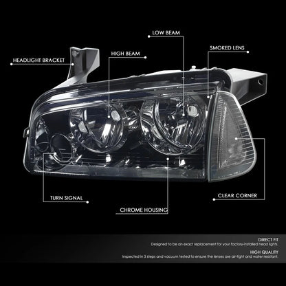 Smoked/Clear Signal Turn Signal Headlights for Dodge Charger (2006–2010)