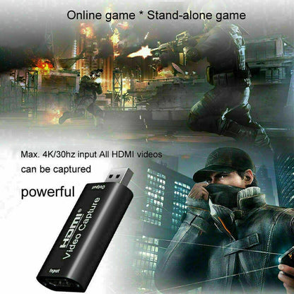 HDMI to USB 2.0 Video Capture Card for Live Streaming (1080P)