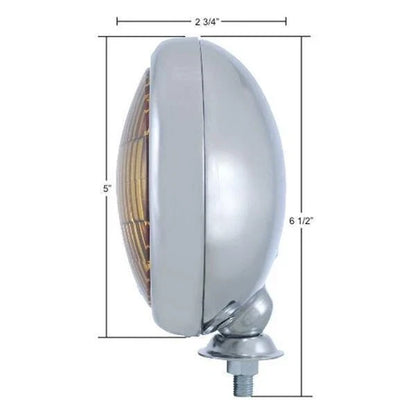 Pair 6 Volt 5 Inch Vintage Chrome Fog Lights Amber Lens for Pickup (1948–1952)