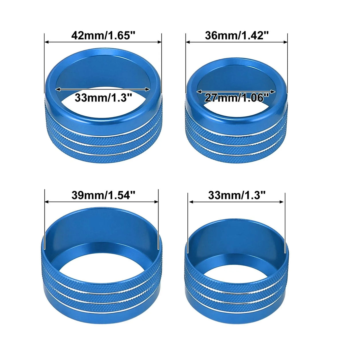 5pcs Blue AC Radio Switch Knob Cover for Dodge Ram 1500 (2018–2020)